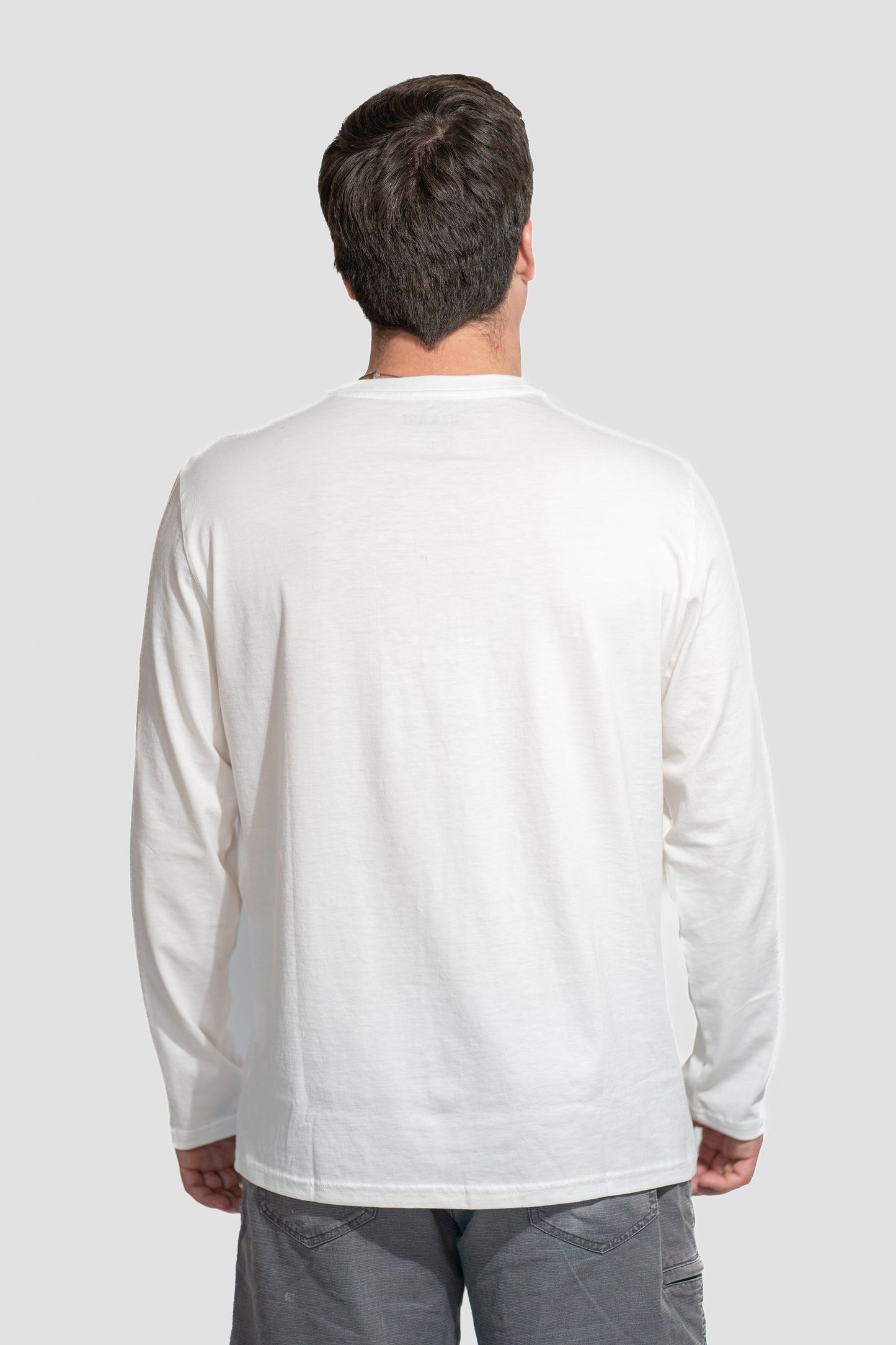 Polera Blanca Manga Larga PIMA Henley V1