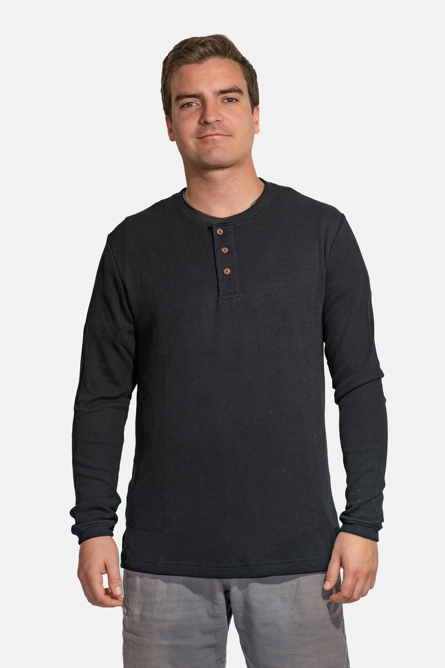 Polerón Waffle Henley Negro