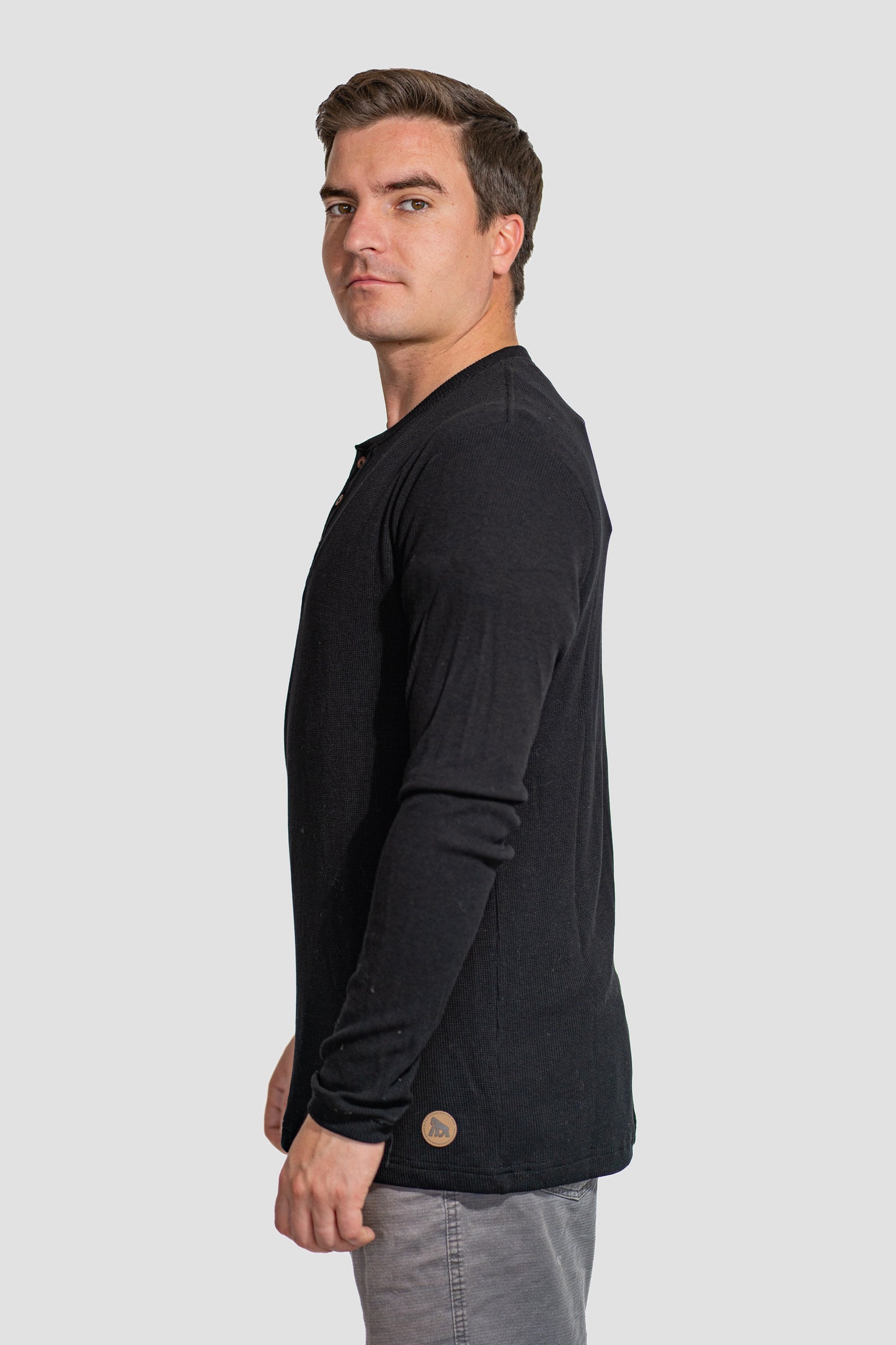 Polerón Waffle Henley Negro