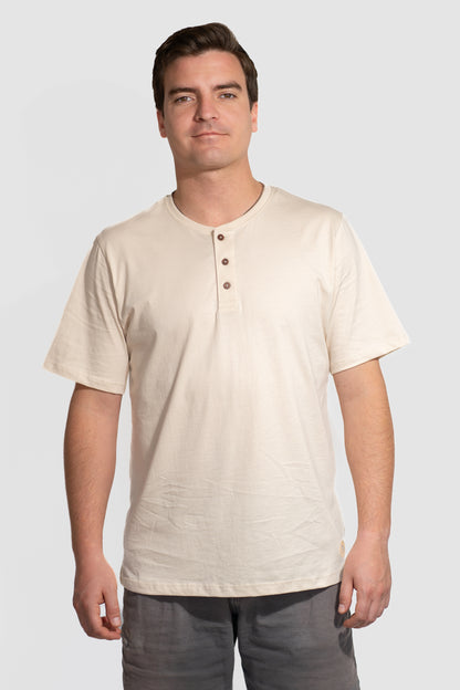 Polera PIMA Henley Blanco Hueso - Manga Corta