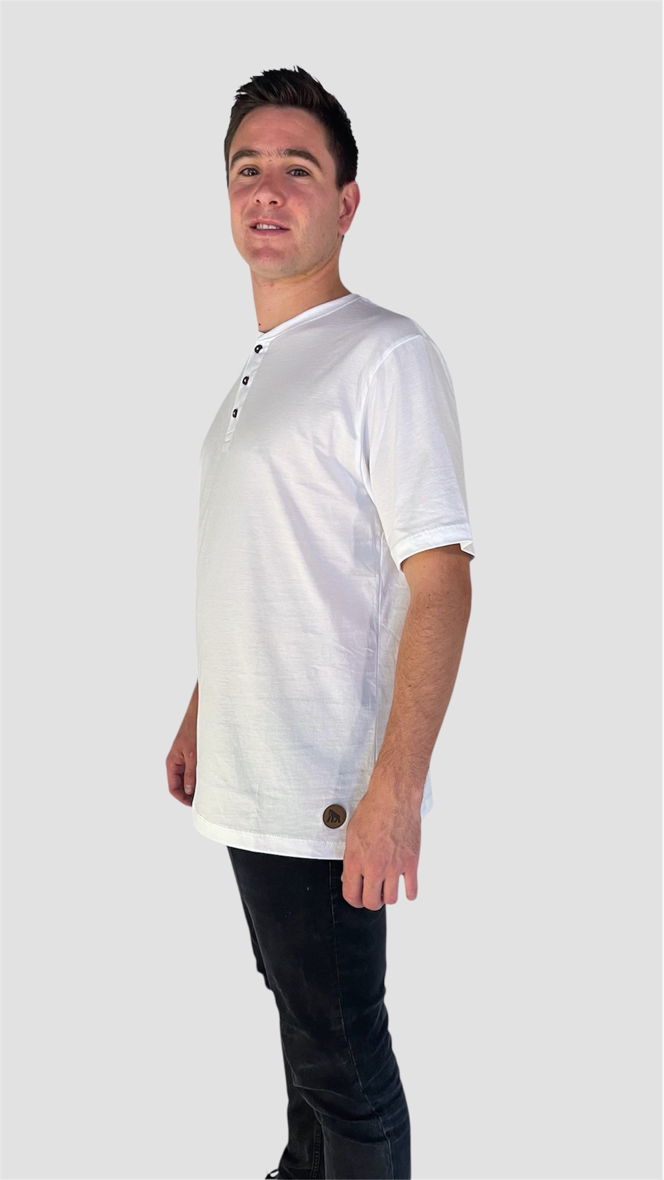 Polera Blanca Manga Corta PIMA Henley V2