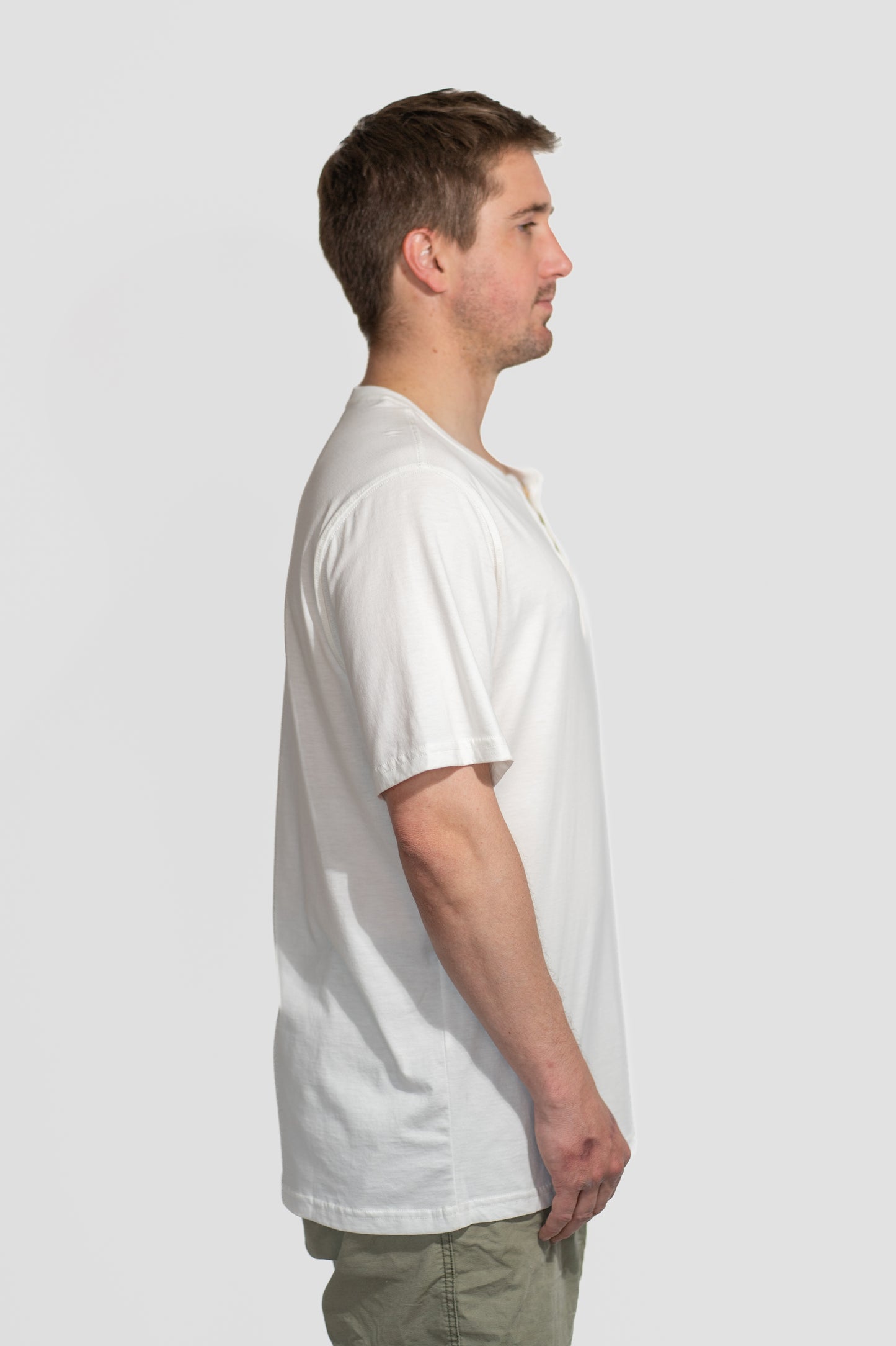 Polera Blanca Manga Corta PIMA Henley V1