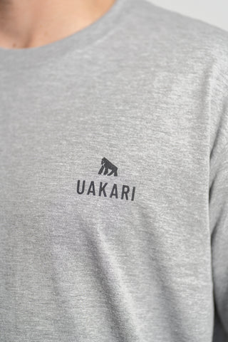 Polera Gris Jaspeado Manga Larga L UAKARI + Jockey