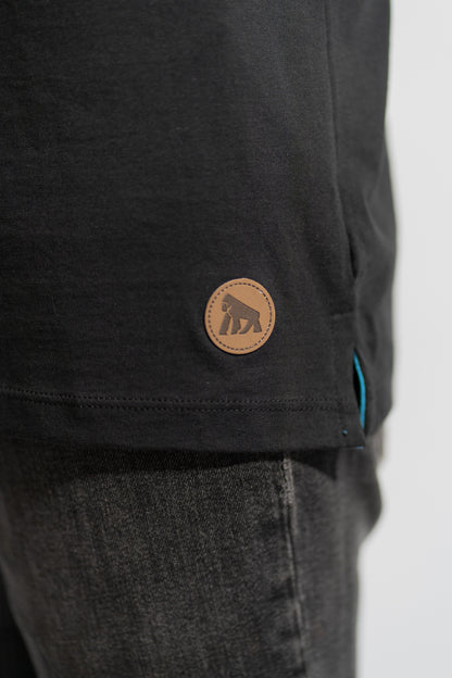 Polera PIMA Henley Negra - Manga Corta
